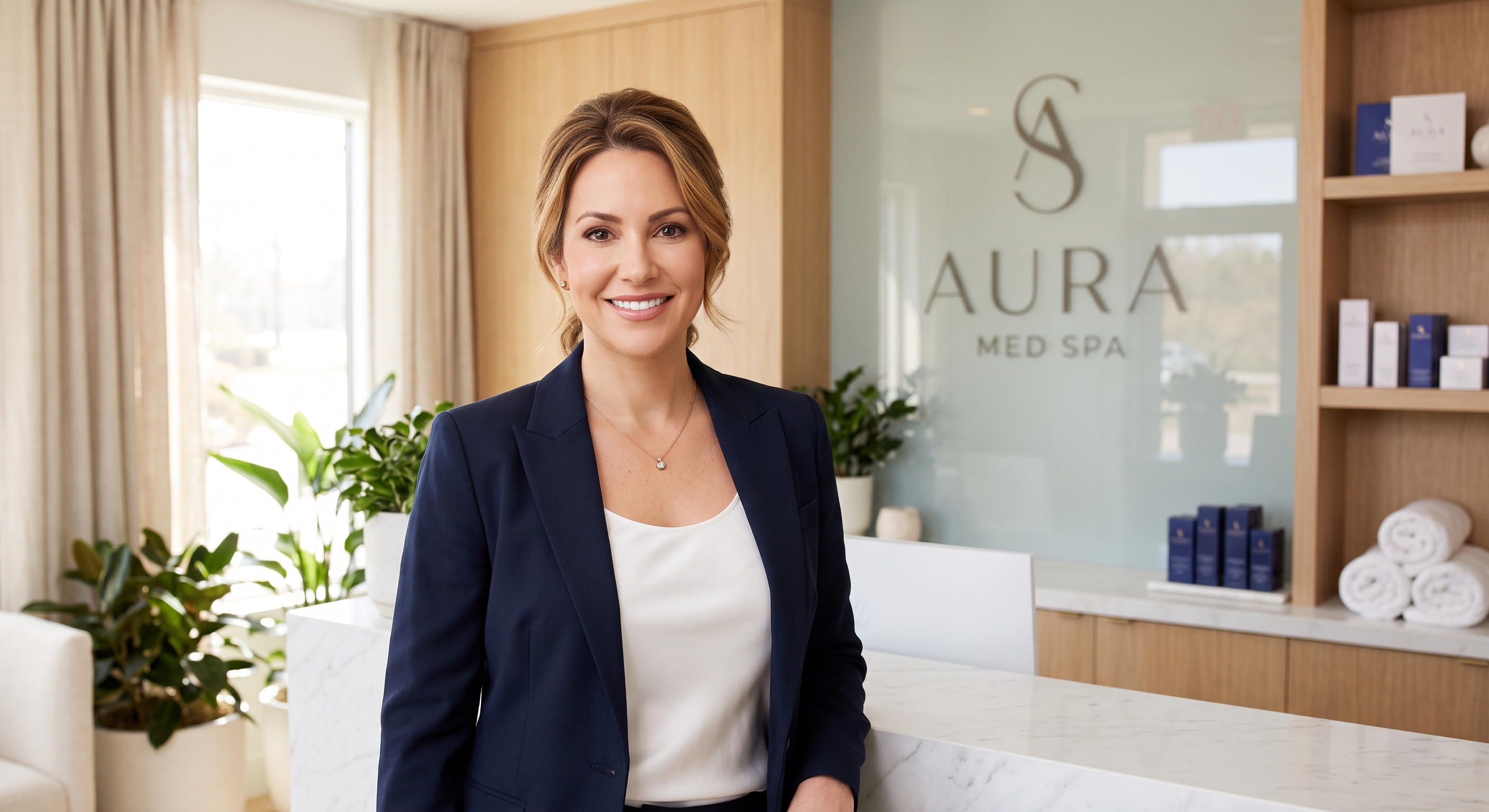 Med spa owner reviewing her booking calendar